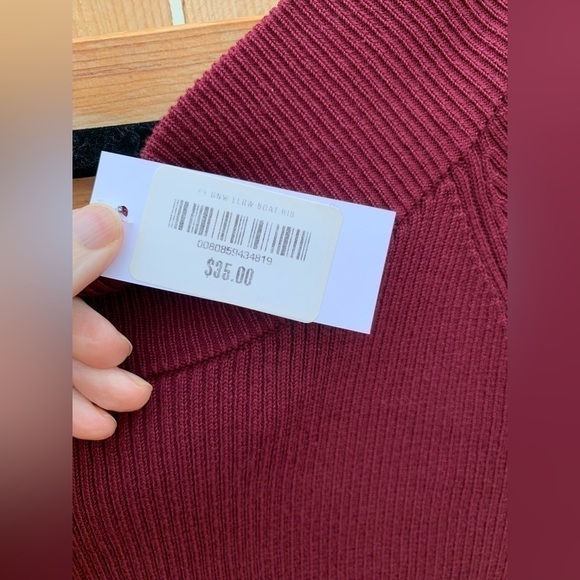 Gnw SHORT SLEEVE SCOOP NECK RIBBED RUBY RED MAROON BLOUSE SWEATER SZ XL - Picture 4 of 5